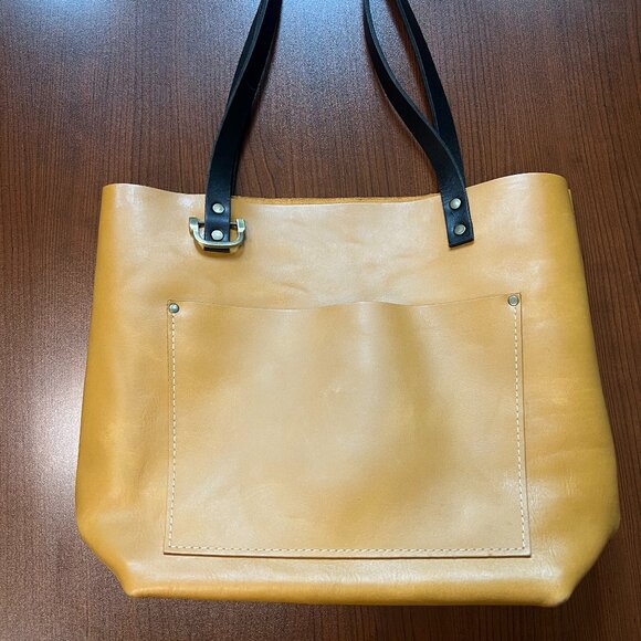 Leather Tote Bag In Mango - Picture 1 of 6